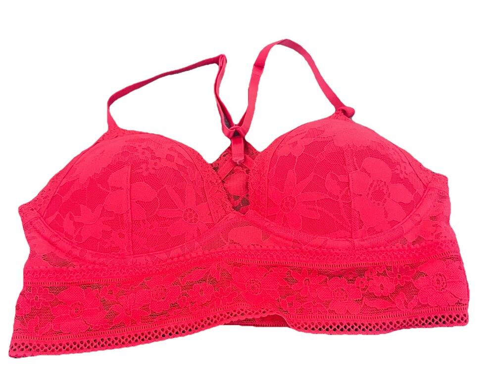 Victoria's Secret Red Lace Padded Wirefree Racerback Bra Medium